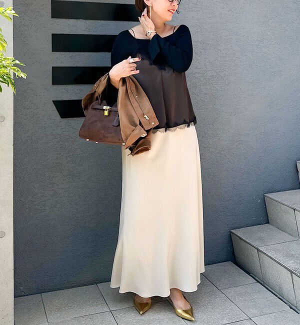 NOLLEY'S sophi「《セットアップ対応》ウォッシャブルフィブリルサテンナロースカート」|スカート|