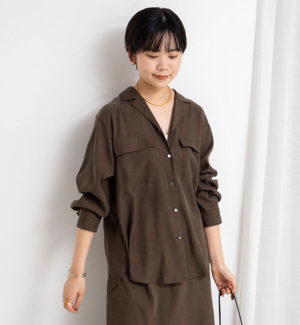 NOLLEY'S sophi「《セットアップ対応》ウォッシャブルフィブリルサテンオープンカラーシャツ」|シャツ・ブラウス|