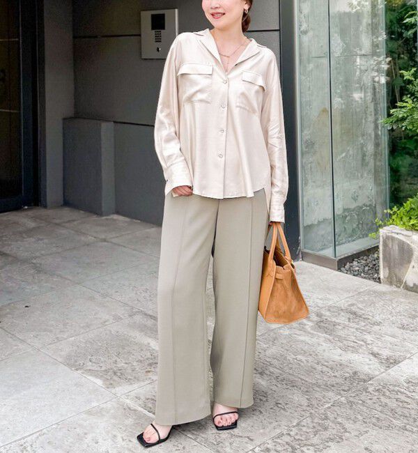 NOLLEY'S sophi「《セットアップ対応》ウォッシャブルフィブリルサテンオープンカラーシャツ」|シャツ・ブラウス|