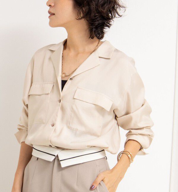 NOLLEY'S sophi「《セットアップ対応》ウォッシャブルフィブリルサテンオープンカラーシャツ」|シャツ・ブラウス|