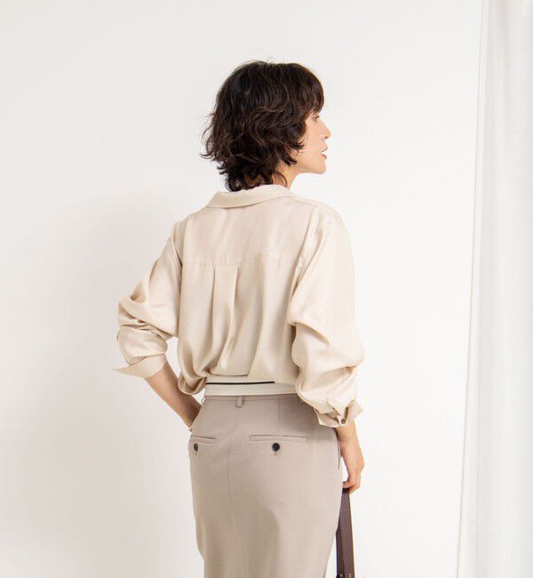 NOLLEY'S sophi「《セットアップ対応》ウォッシャブルフィブリルサテンオープンカラーシャツ」|シャツ・ブラウス|