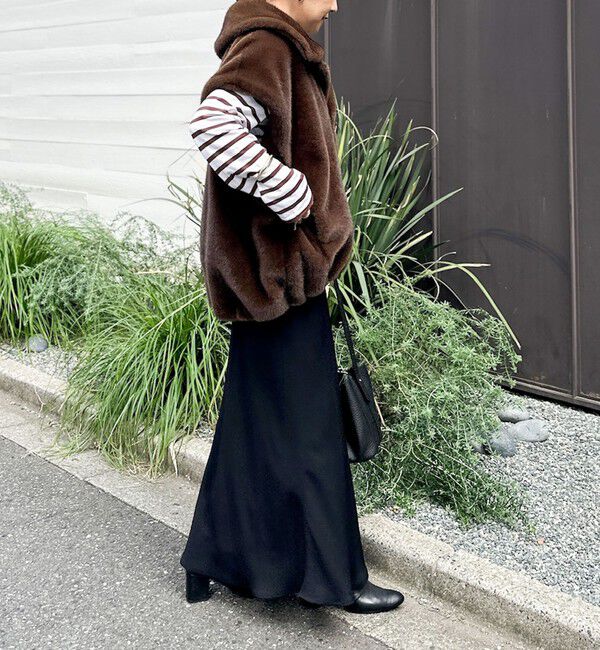 Rie Miller「エコファー衿付ベスト」|ブルゾン・スタジャン|