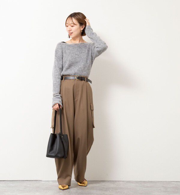 Rie Miller「シアーモヘヤ2WAYリブボートネックカーディガン」|カーディガン|