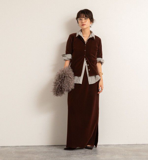 MAQWEL「【MAQWEL/マクウェル】ウォッシャブルベロア半袖シャツ」|シャツ・ブラウス|