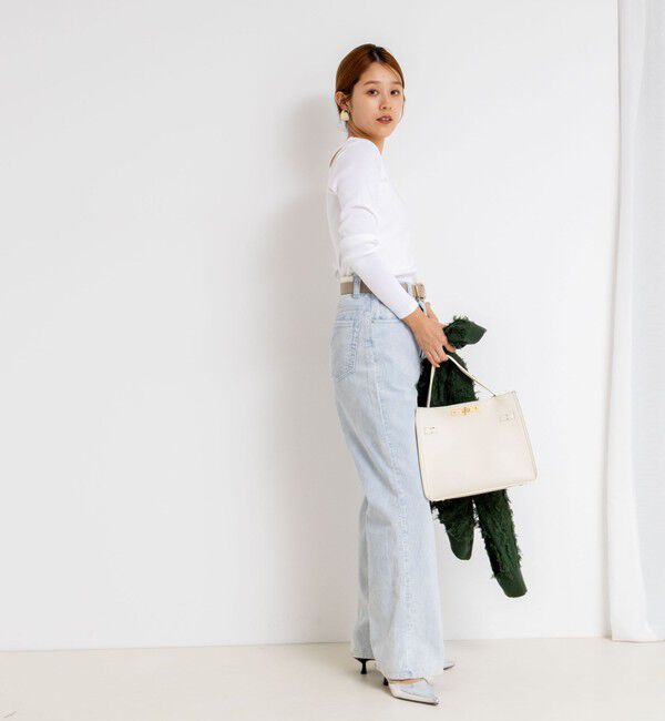 Rie Miller「ウォッシャブルリブカットアウト2WAYロンT」|Tシャツ・カットソー|