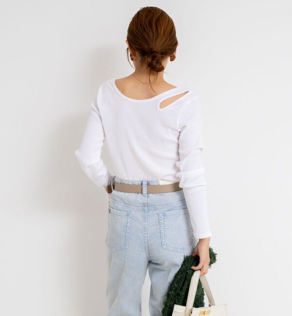 Rie Miller「ウォッシャブルリブカットアウト2WAYロンT」|Tシャツ・カットソー|