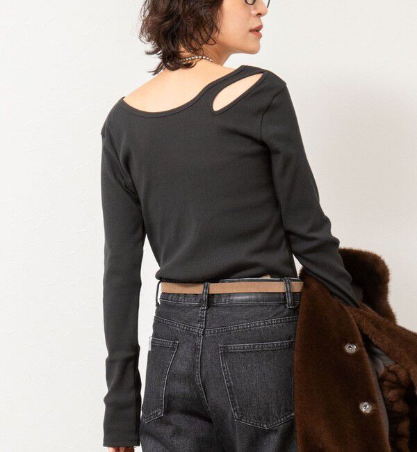 Rie Miller「ウォッシャブルリブカットアウト2WAYロンT」|Tシャツ・カットソー|