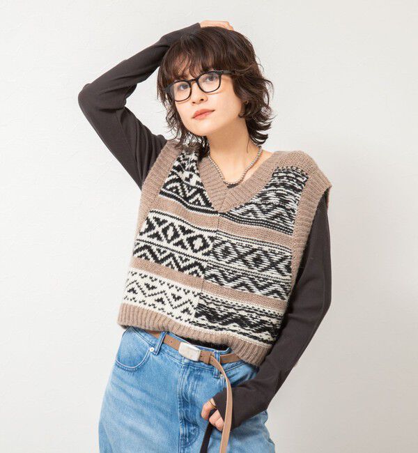 Rie Miller「ノルディック柄2WAYベスト」|ベスト・ジレ|