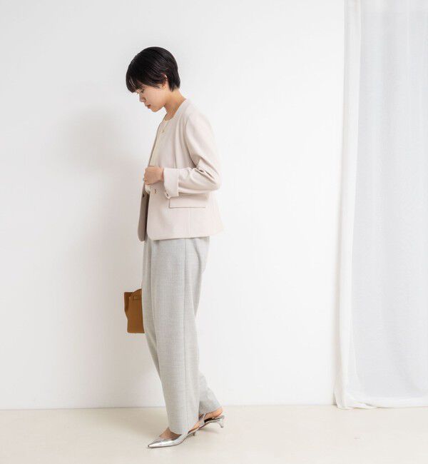 NOLLEY'S sophi「《セットアップ対応》ウォッシャブルカットジョーゼットノーカラージャケット」|ノーカラージャケット|