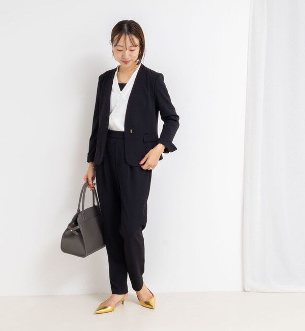 NOLLEY'S sophi「《セットアップ対応》ウォッシャブルカットジョーゼットノーカラージャケット」|ノーカラージャケット|