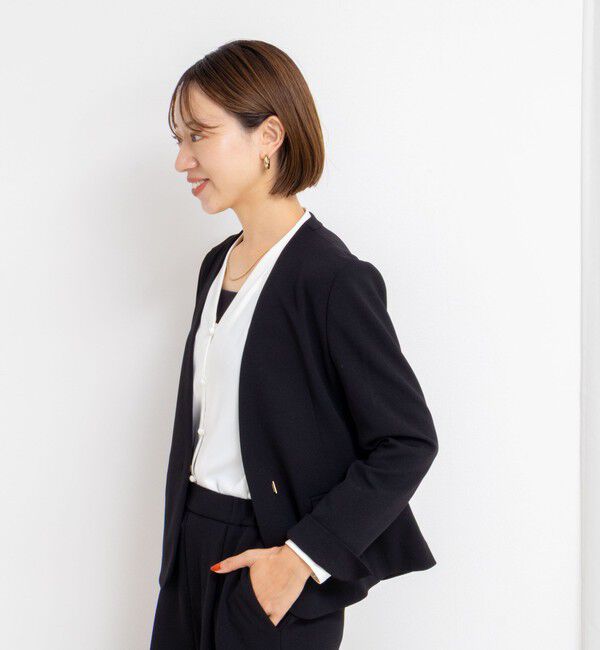 NOLLEY'S sophi「《セットアップ対応》ウォッシャブルカットジョーゼットノーカラージャケット」|ノーカラージャケット|