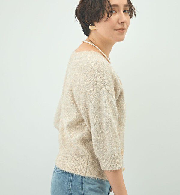 NOLLEY'S sophi「キラキラフェザー2WAY5分袖プルオーバーニット」|カーディガン|