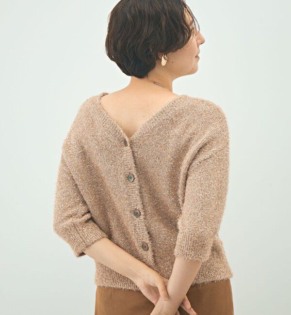 NOLLEY'S sophi「キラキラフェザー2WAY5分袖プルオーバーニット」|カーディガン|