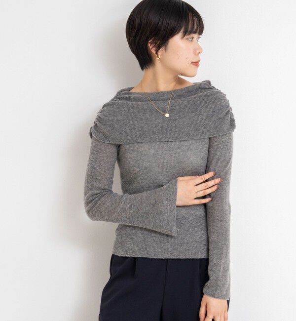 NOLLEY'S sophi「カシミヤ混ガーゼ風リブオフショルプルオーバーニット」|ニット・セーター|