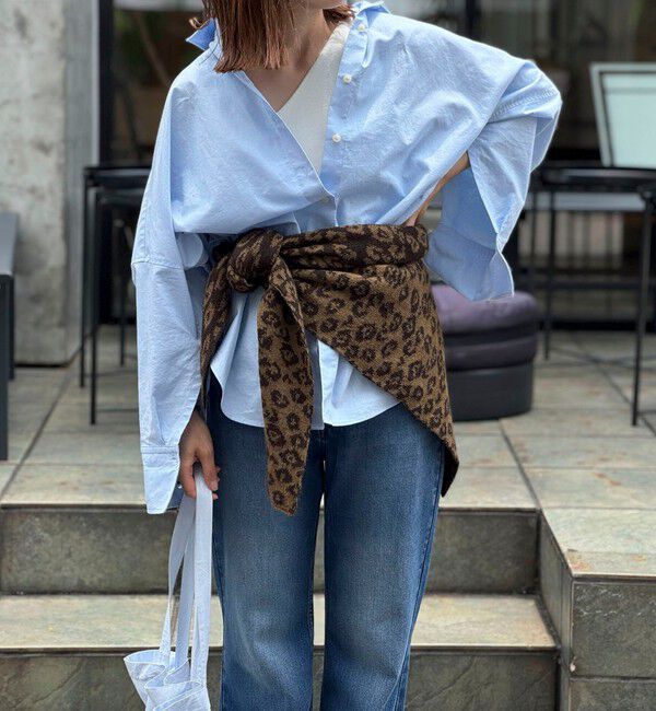 NOLLEY'S「トライアングルレオパード柄ストール」|ストール|ダークブラウン