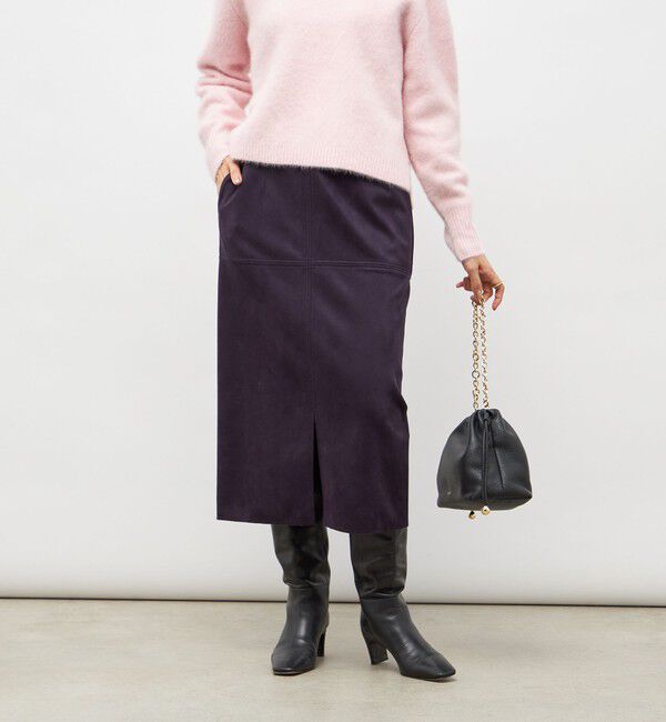 NOLLEY'S「ウォッシャブルストレッチスエード切替タイトスカート」|タイト|