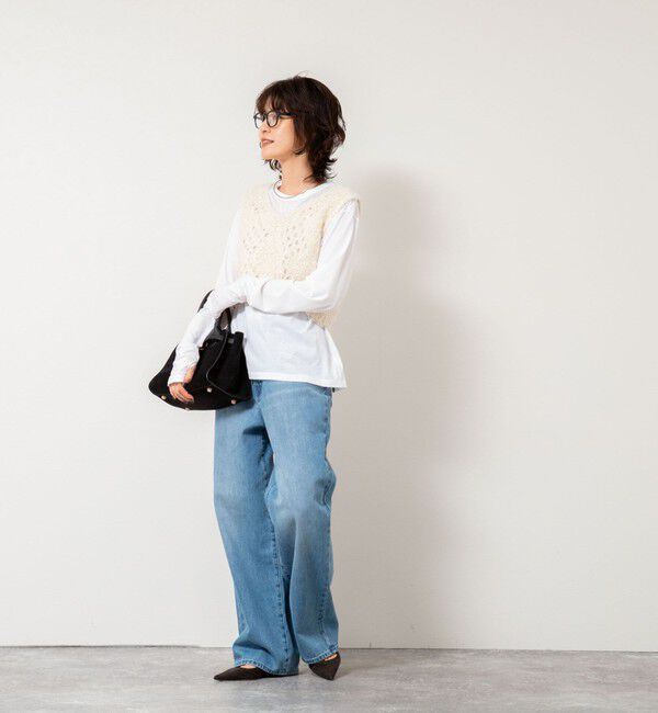 NOLLEY'S「《手洗い可能》カットフェザーヤーン透かし柄2WAYビスチェ」|ベスト・ジレ|