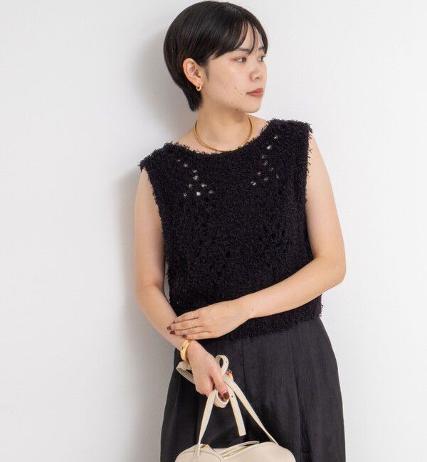 NOLLEY'S「《手洗い可能》カットフェザーヤーン透かし柄2WAYビスチェ」|ベスト・ジレ|