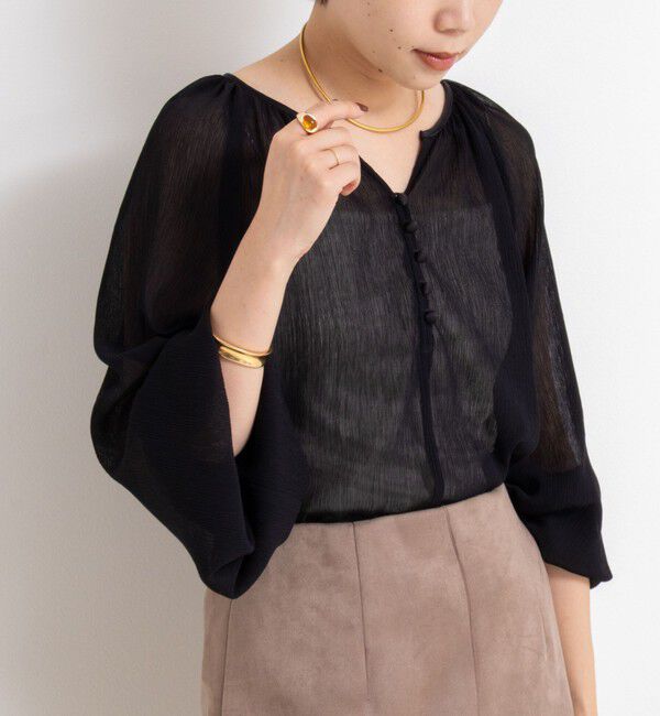 NOLLEY'S sophi「ウォッシャブル楊柳ギャザーブラウス」|シャツ・ブラウス|ブラック