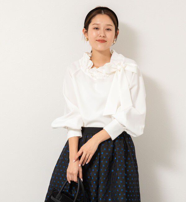 NOLLEY'S「ウォッシャブル衿ギャザーリボンブラウス」|シャツ・ブラウス|