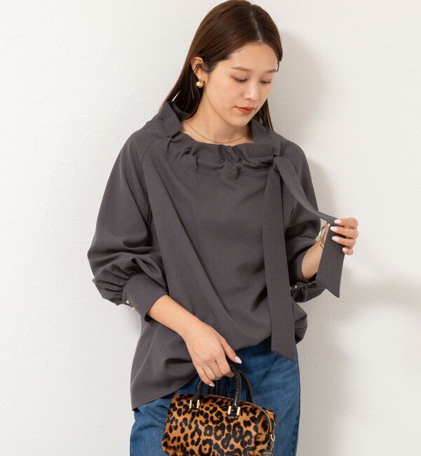 NOLLEY'S「ウォッシャブル衿ギャザーリボンブラウス」|シャツ・ブラウス|