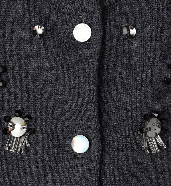 NOLLEY'S「《手洗い可能》ビジュー付きクルーネックカーディガン」|カーディガン|
