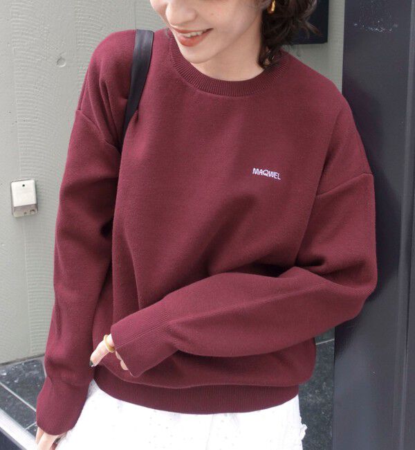 MAQWEL「【MAQWEL/マクウェル】スウェットライクニット」|ニット・セーター|ボルドー