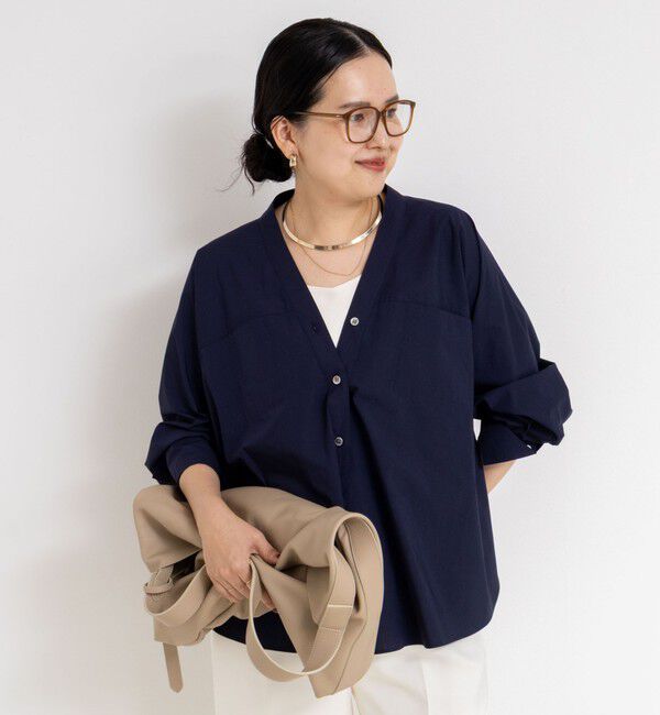 NOLLEY'S sophi「ウォッシャブルタイプライターVネック2WAYシャツ」|シャツ・ブラウス|