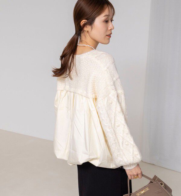 NOLLEY'S「ケーブルニット&times;ファブリックハイブリットトップス」|ニット・セーター|