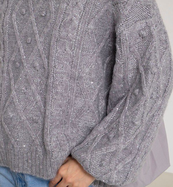 NOLLEY'S「ケーブルニット&times;ファブリックハイブリットトップス」|ニット・セーター|