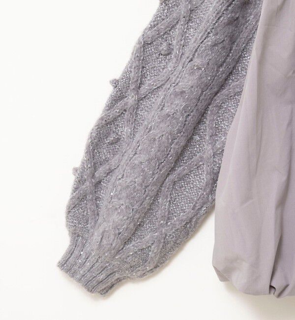 NOLLEY'S「ケーブルニット&times;ファブリックハイブリットトップス」|ニット・セーター|