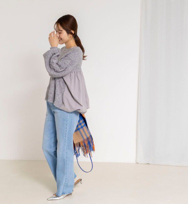 NOLLEY'S「ケーブルニット&times;ファブリックハイブリットトップス」|ニット・セーター|