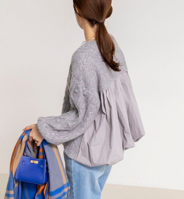 NOLLEY'S「ケーブルニット&times;ファブリックハイブリットトップス」|ニット・セーター|