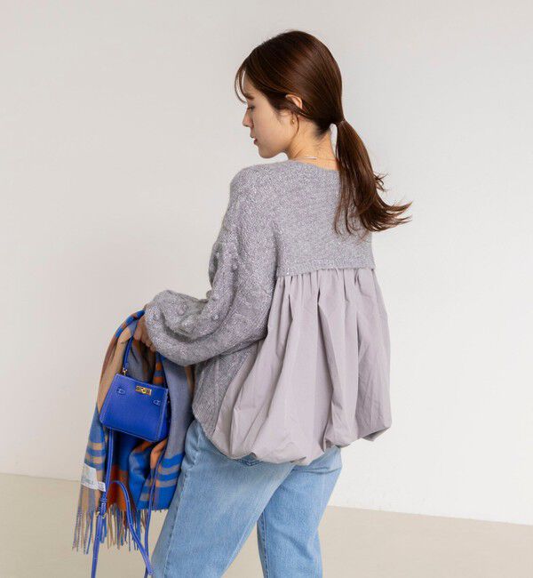 NOLLEY'S「ケーブルニット&times;ファブリックハイブリットトップス」|ニット・セーター|