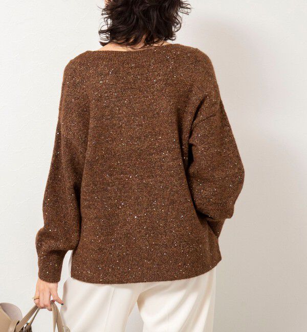 NOLLEY'S sophi「《手洗い可能》モヘヤスパンコールVネックプルオーバー」|ニット・セーター|