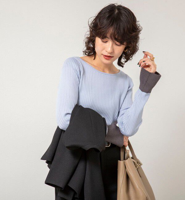 NOLLEY'S sophi「《手洗い可能》ウール混ワイドリブ袖口配色プルオーバー」|ニット・セーター|