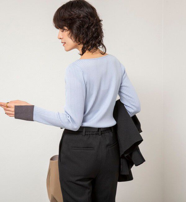 NOLLEY'S sophi「《手洗い可能》ウール混ワイドリブ袖口配色プルオーバー」|ニット・セーター|