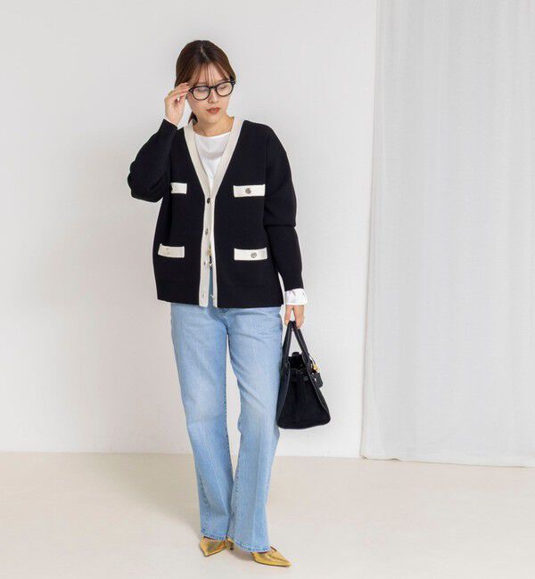 NOLLEY'S「《手洗い可能》スムース配色Vネックカーディガン」|カーディガン|