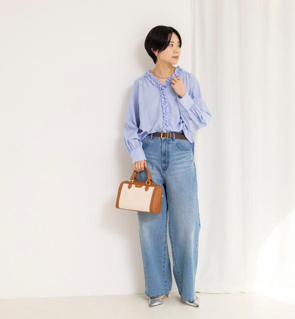 NOLLEY'S「ウォッシャブルフロントフリルVネックブラウス」|シャツ・ブラウス|
