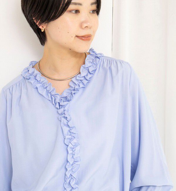 NOLLEY'S「ウォッシャブルフロントフリルVネックブラウス」|シャツ・ブラウス|