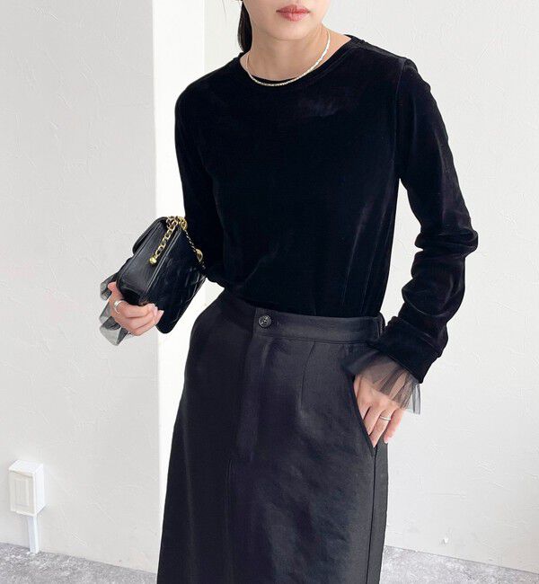 fredy emue「フロッキー袖チュールプルオーバー」|Tシャツ・カットソー|