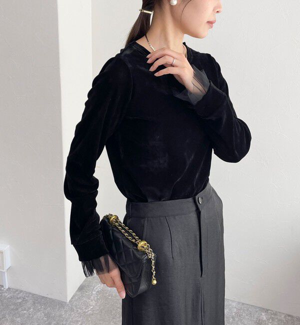 fredy emue「フロッキー袖チュールプルオーバー」|Tシャツ・カットソー|