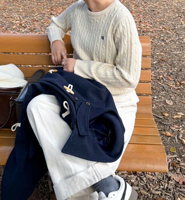 fredy emue「ウール混FR刺繍ケーブル柄ニットプルオーバー」|ニット・セーター|