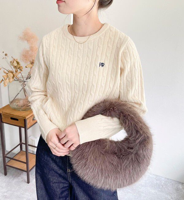 fredy emue「ウール混FR刺繍ケーブル柄ニットプルオーバー」|ニット・セーター|