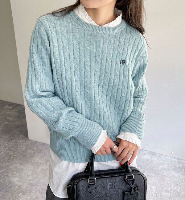 fredy emue「ウール混FR刺繍ケーブル柄ニットプルオーバー」|ニット・セーター|