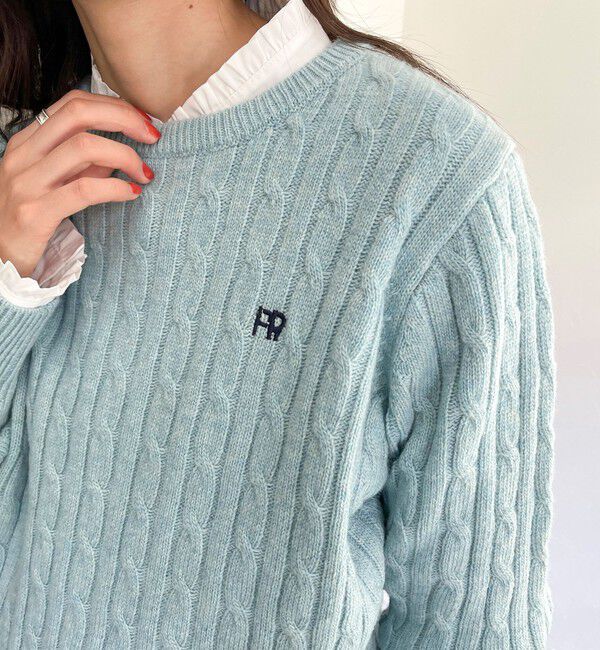 fredy emue「ウール混FR刺繍ケーブル柄ニットプルオーバー」|ニット・セーター|