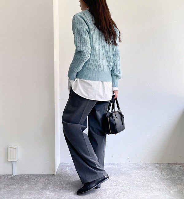 fredy emue「ウール混FR刺繍ケーブル柄ニットプルオーバー」|ニット・セーター|