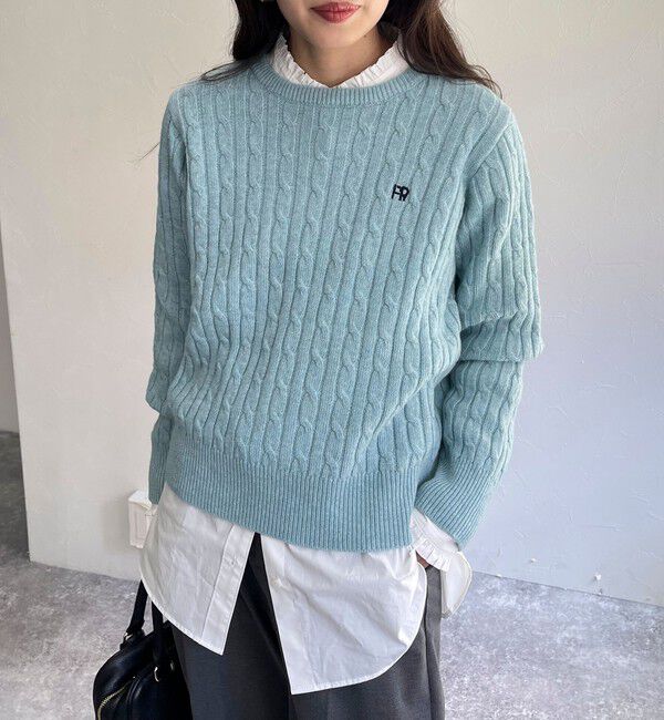 fredy emue「ウール混FR刺繍ケーブル柄ニットプルオーバー」|ニット・セーター|