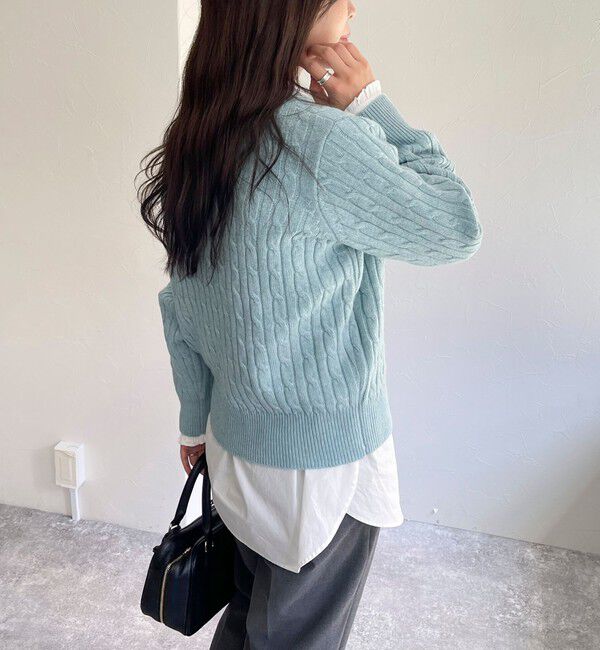 fredy emue「ウール混FR刺繍ケーブル柄ニットプルオーバー」|ニット・セーター|