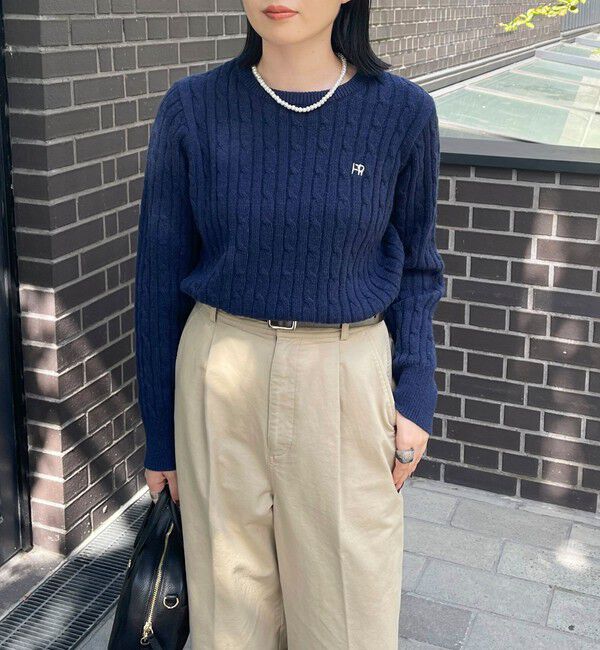 fredy emue「ウール混FR刺繍ケーブル柄ニットプルオーバー」|ニット・セーター|